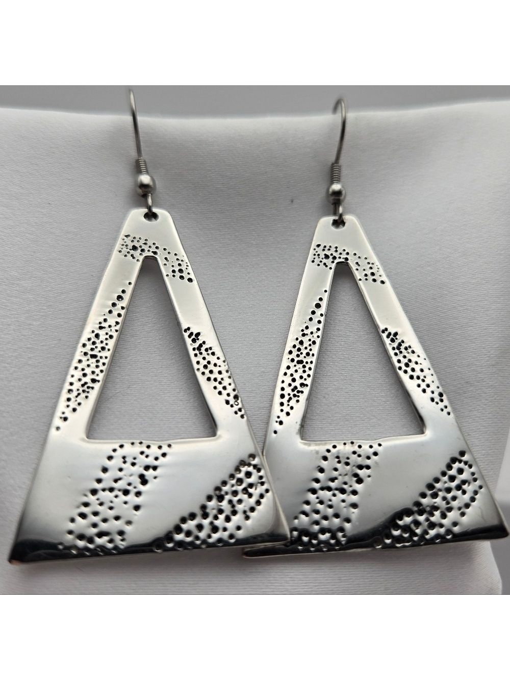 ✨2/$10✨ Large Triangle Granulated Silver Earrings Geometric Textured